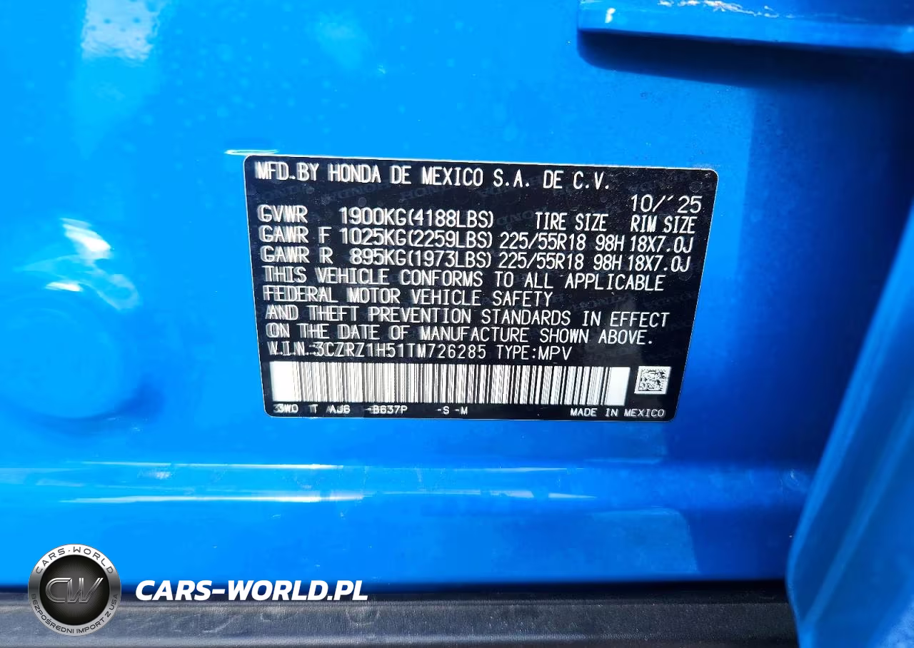 2026 Honda Hr-V Sport VIN:3CZRZ1H51TM726285 - 12
