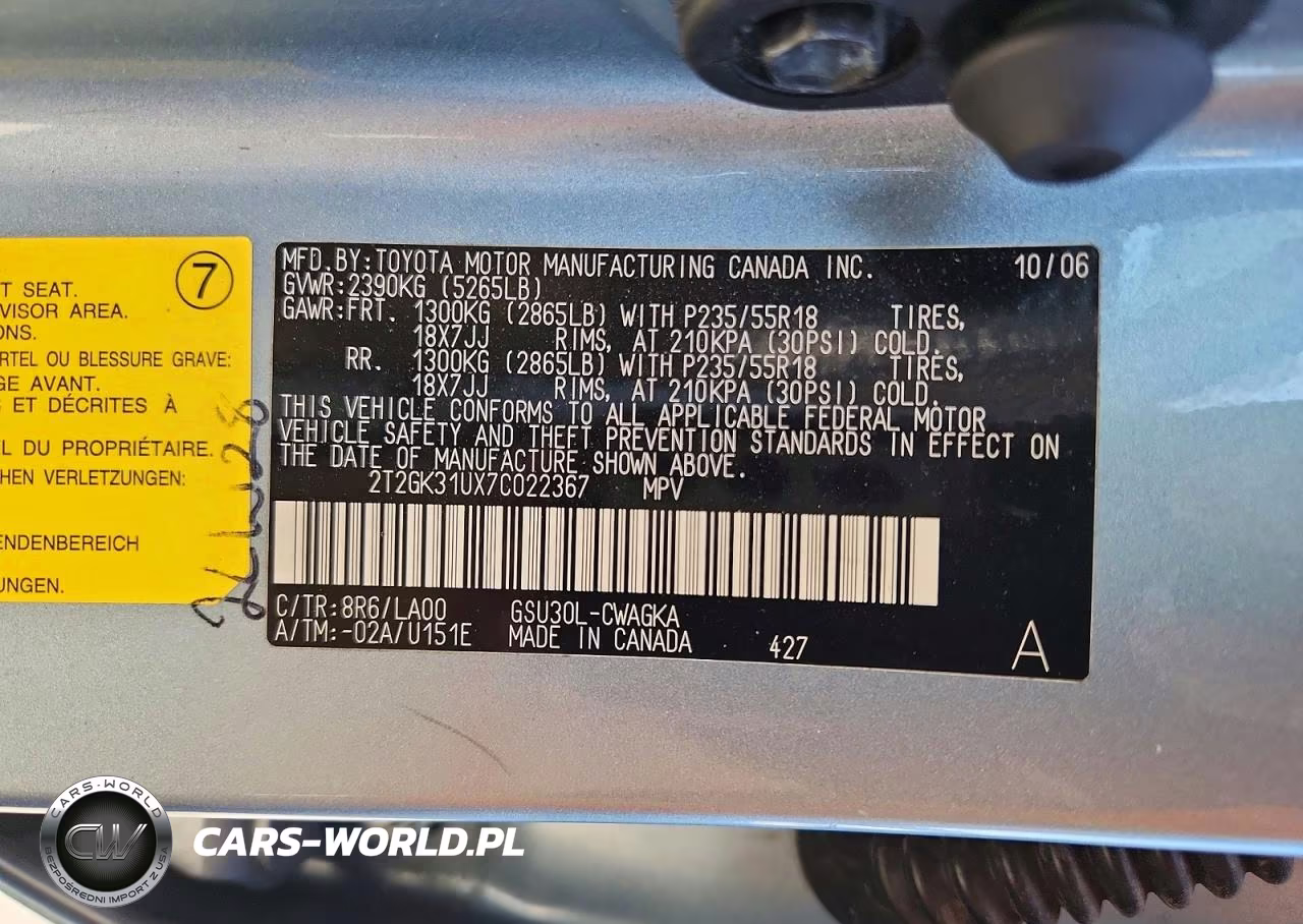 2007 Lexus Rx 350 VIN:2T2GK31UX7C022367 - 13