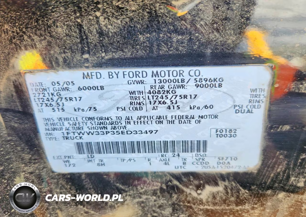 2005 Ford F350 Super Duty VIN:1FTWW33P35ED33497 - 12