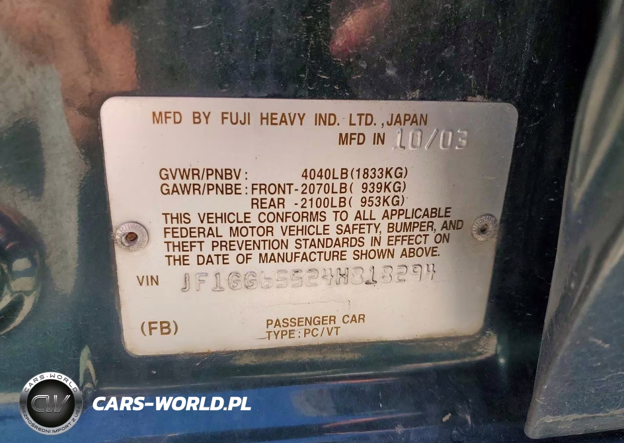 2004 Subaru Impreza Ts VIN:JF1GG65524H818294 - 12