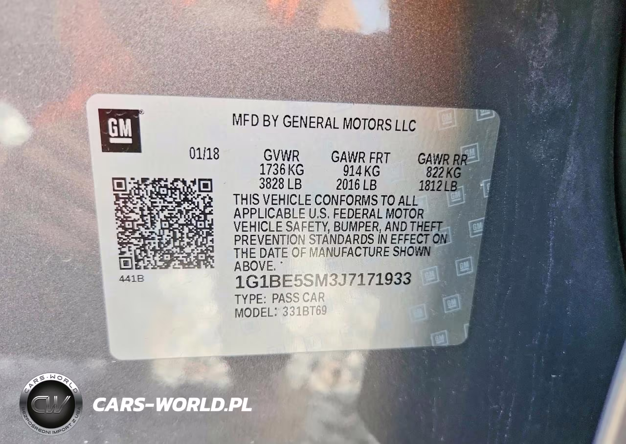 2018 Chevrolet Cruze Lt VIN:1G1BE5SM3J7171933 - 13