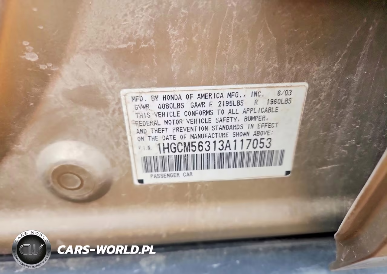 2003 Honda Accord Lx VIN:1HGCM56313A117053 - 12
