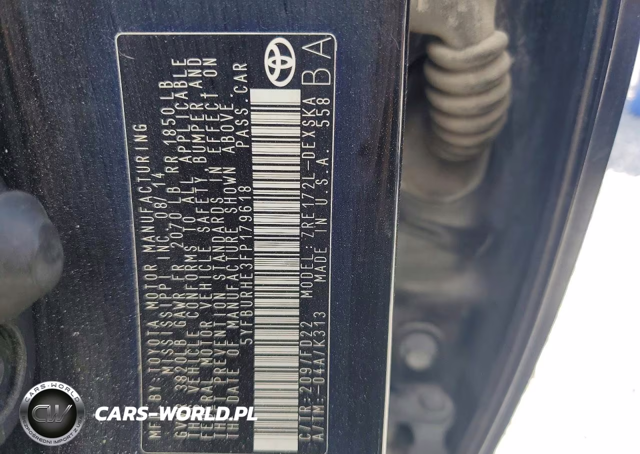 2015 Toyota Corolla S Plus VIN:5YFBURHE3FP179618 - 12
