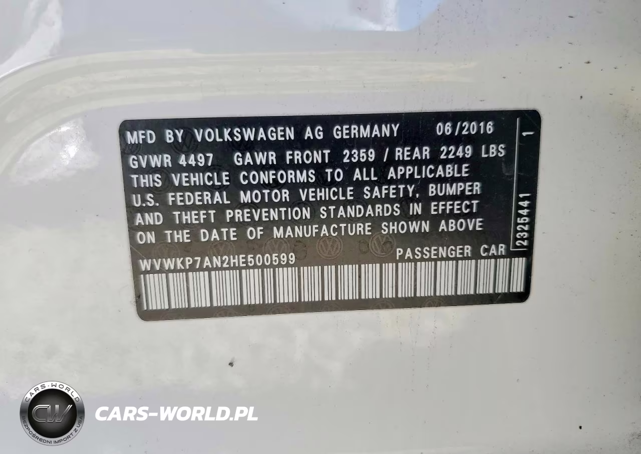 2017 Volkswagen Cc Sport VIN:WVWKP7AN2HE500599 - 13
