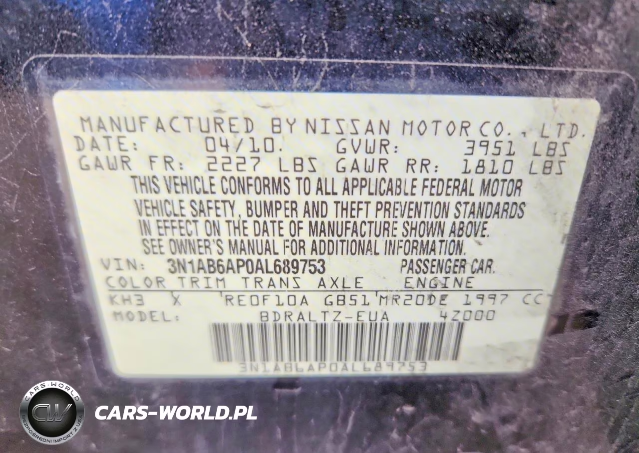 2010 Nissan Sentra 2.0 VIN:3N1AB6AP0AL689753 - 12