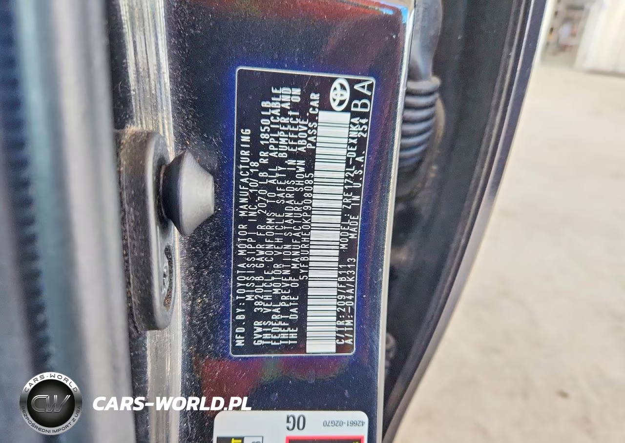 2019 Toyota Corolla Le VIN:5YFBURHE0KP908085 - 12