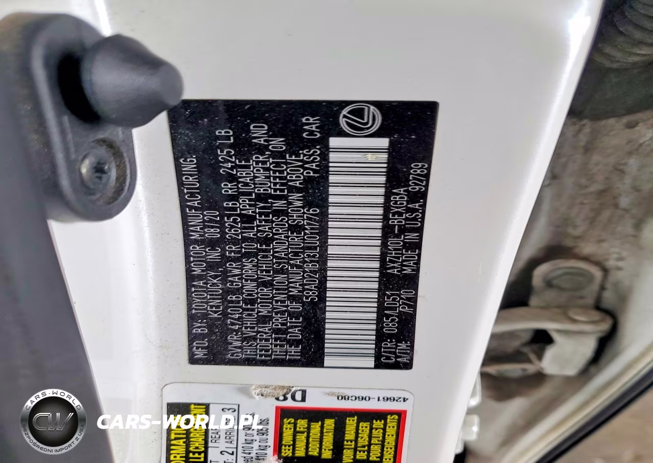 2020 Lexus Es 300H VIN:58AD21B13LU011776 - 13