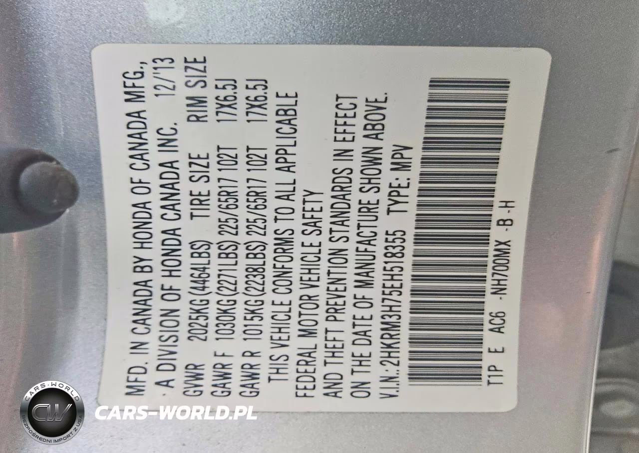 2014 Honda Cr-V Exl VIN:2HKRM3H75EH518355 - 13