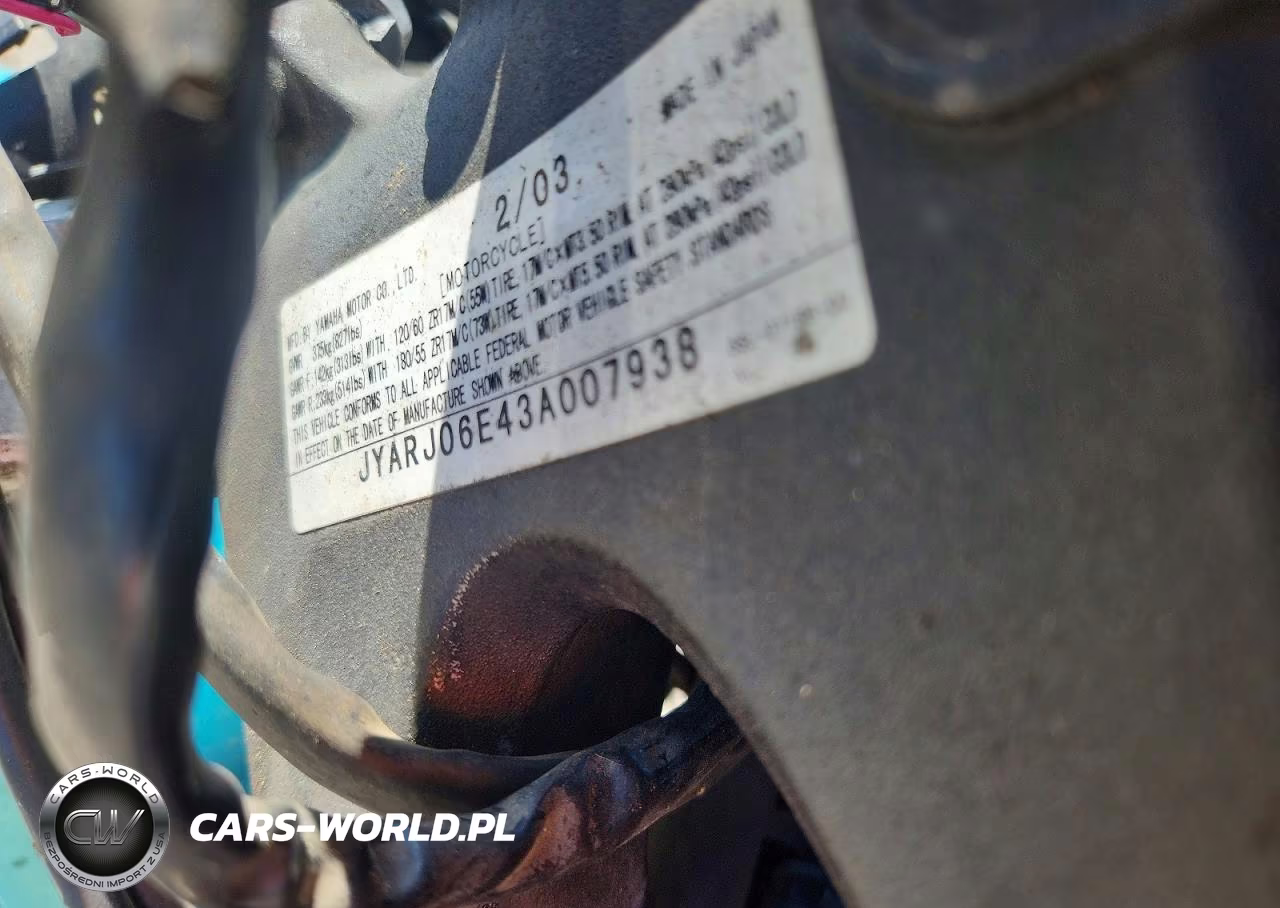 2003 Yamaha Yzfr6 L VIN:JYARJ06E43A007938 - 9