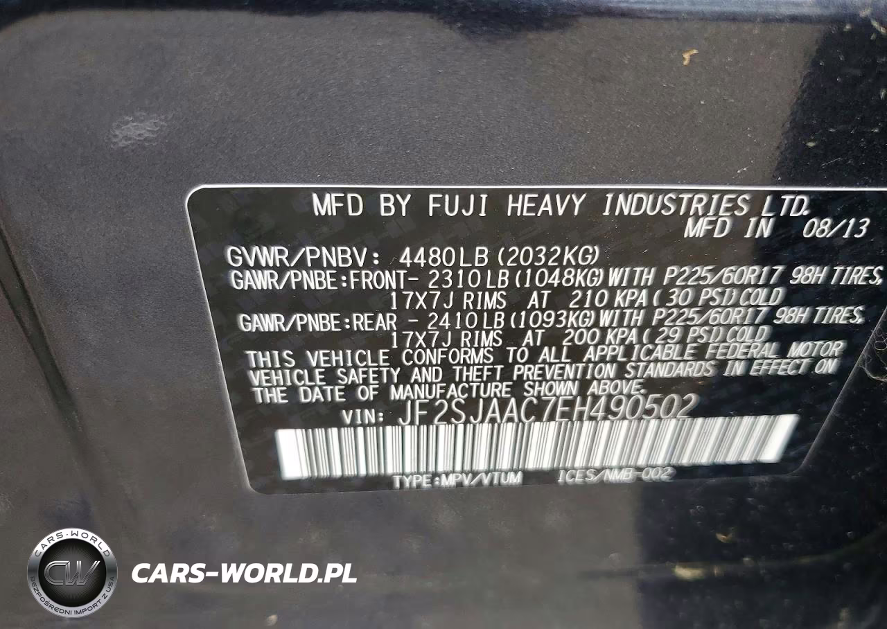 2014 Subaru Forester 2.5I VIN:JF2SJAAC7EH490502 - 12
