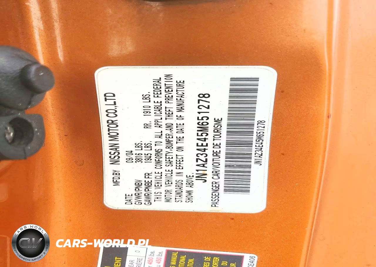 2005 Nissan 350Z Base VIN:JN1AZ34E45M651278 - 12