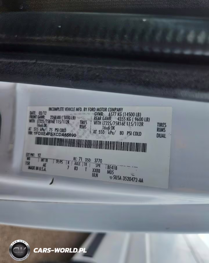 2012 Ford Econoline E450 Super Duty Cutaway Van VIN:1FDXE4FSXCDA65690 - 12