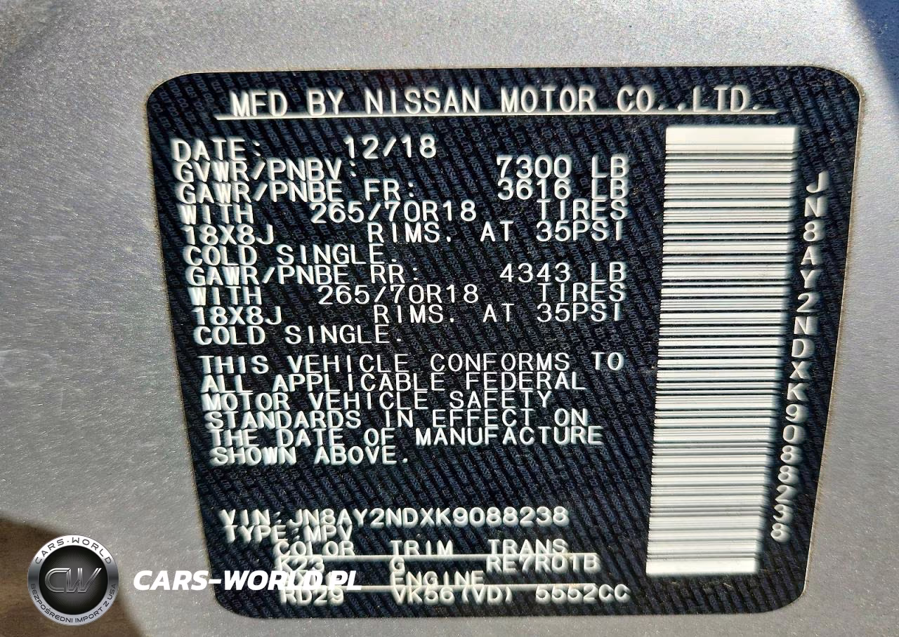 2019 Nissan Armada Sv VIN:JN8AY2NDXK9088238 - 14