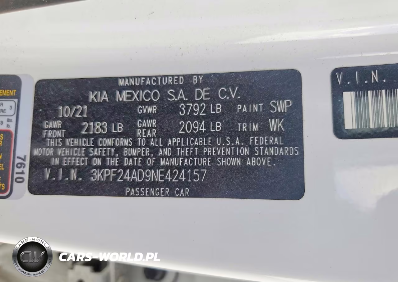 2022 Kia Forte Lxs VIN:3KPF24AD9NE424157 - 12