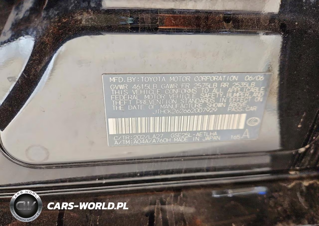 2006 Lexus Is 250 VIN:JTHCK262662007929 - 12