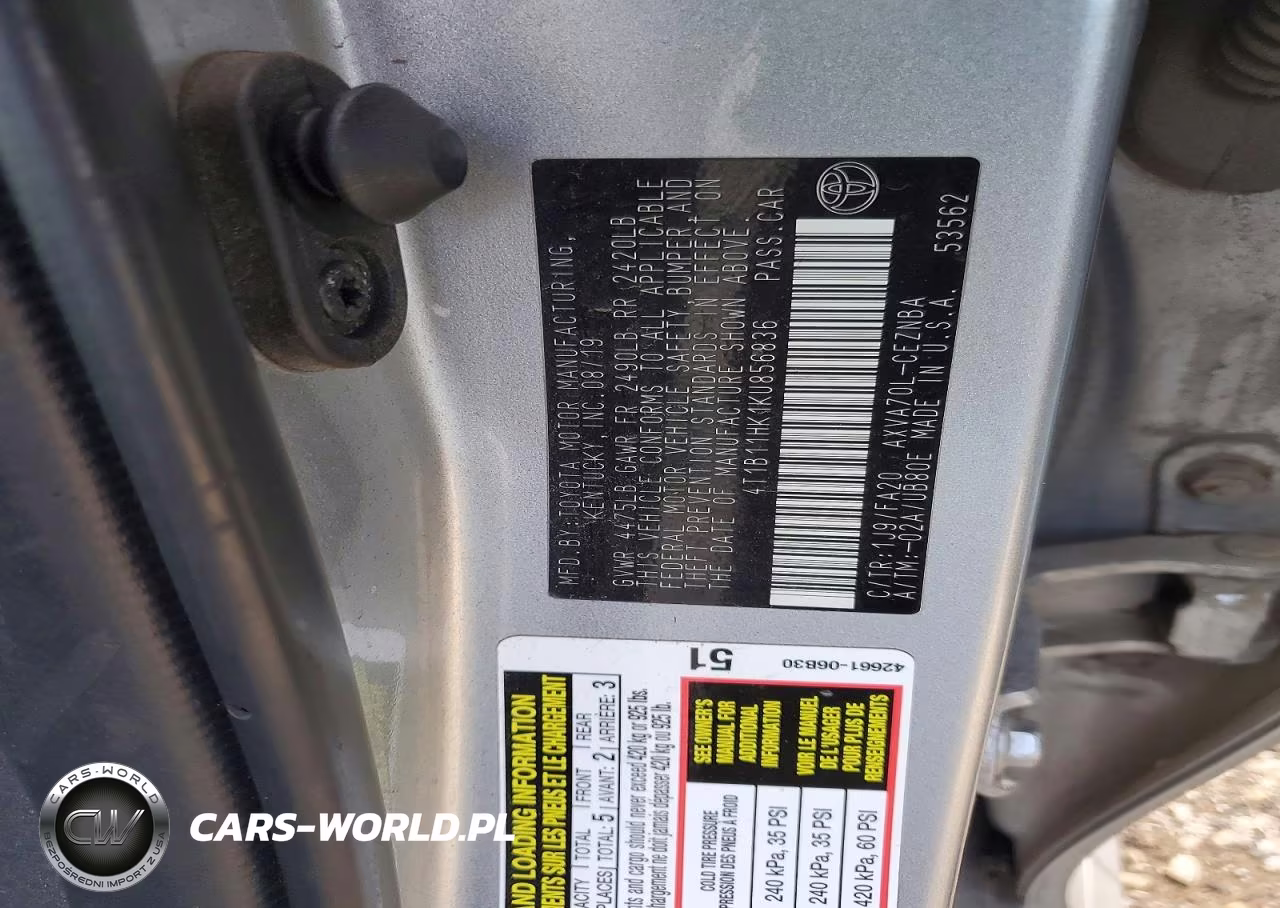 2019 Toyota Camry Le VIN:4T1B11HK1KU856836 - 12