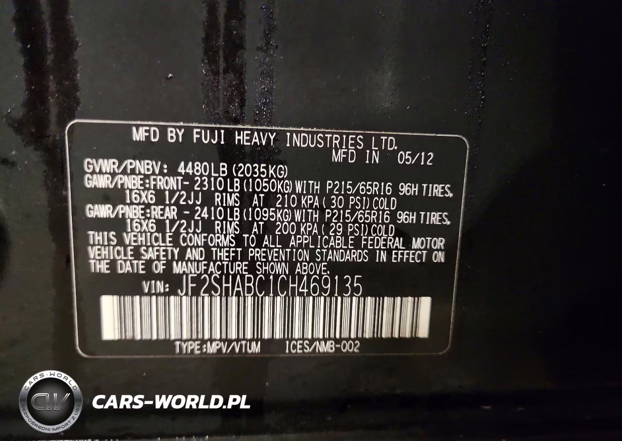 2012 Subaru Forester 2.5X VIN:JF2SHABC1CH469135 - 14