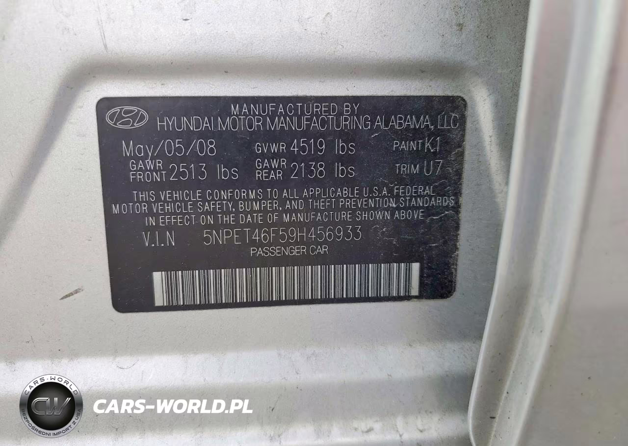 2009 Hyundai Sonata Gls V6 VIN:5NPET46F59H456933 - 12
