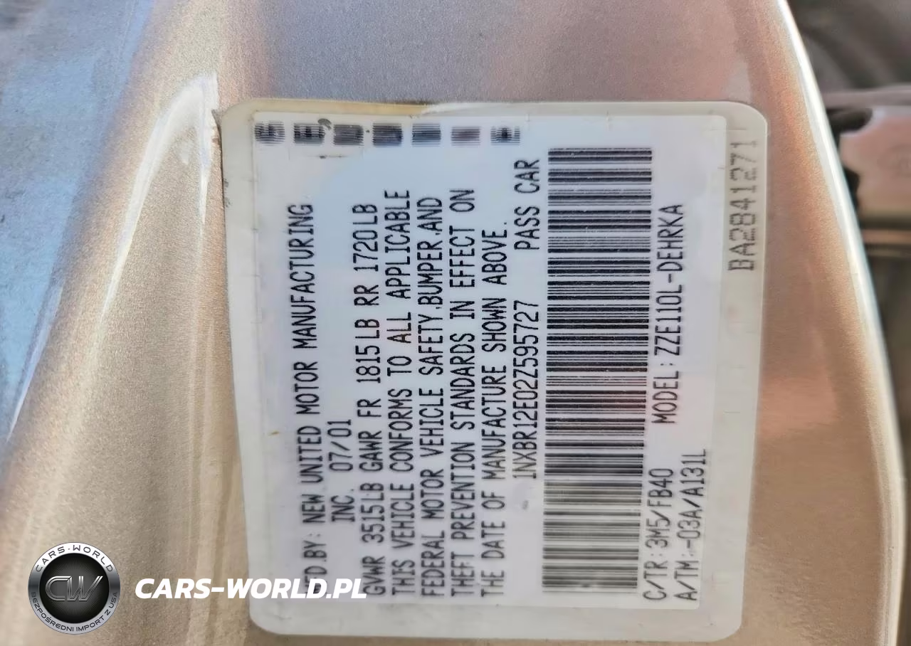 2002 Toyota Corolla Ce VIN:1NXBR12E02Z595727 - 13