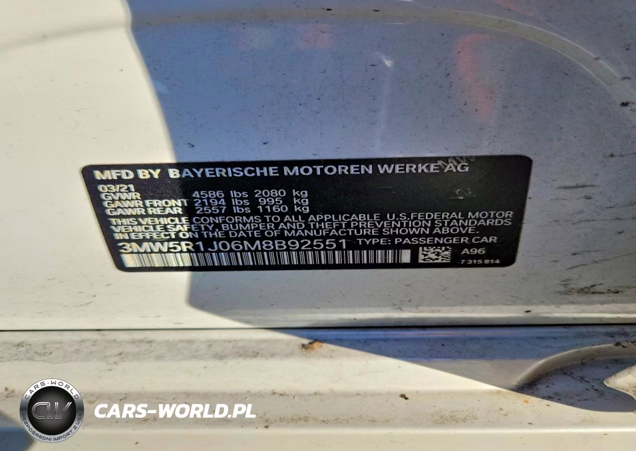 2021 BMW 330I VIN:3MW5R1J06M8B92551 - 12