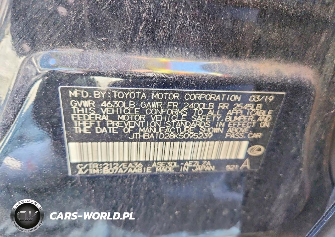 2019 Lexus Is 300 VIN:JTHBA1D28K5095239 - 12