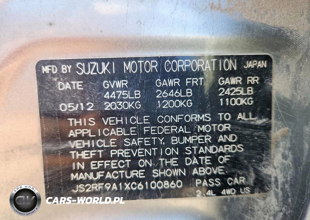2012 Suzuki Kizashi S VIN:JS2RF9A1XC6100860 - 12