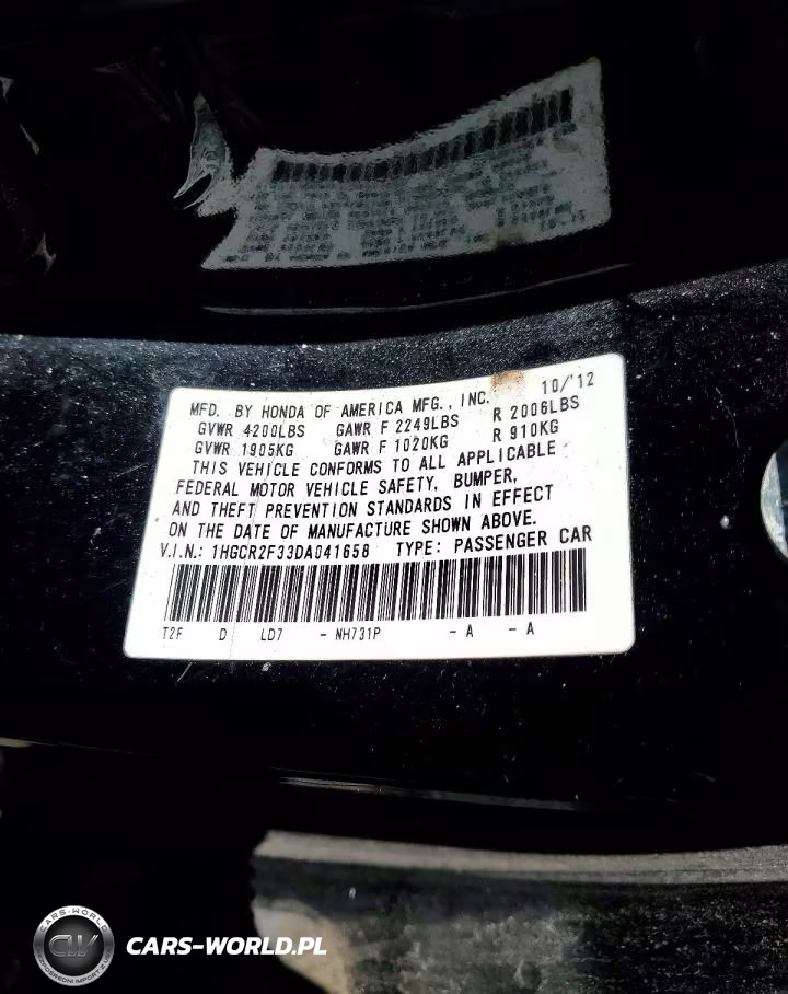 2013 Honda Accord Lx VIN:1HGCR2F33DA041658 - 12