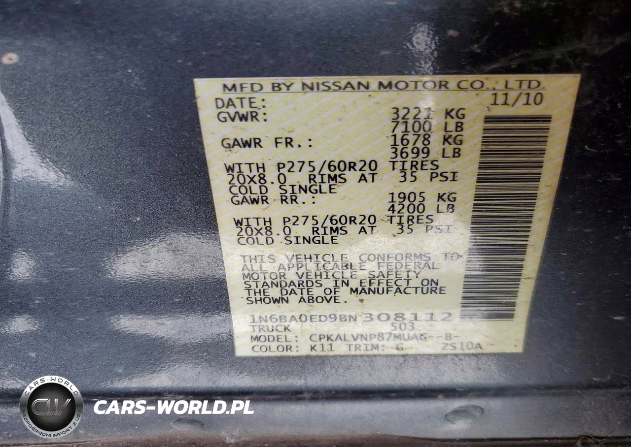 2011 Nissan Titan Sv VIN:1N6BA0ED9BN308112 - 12