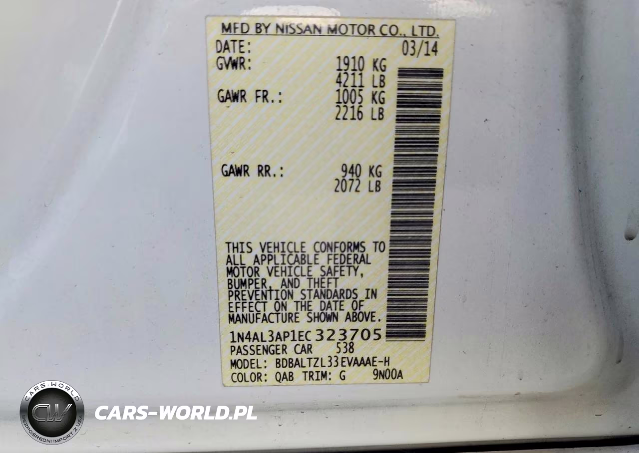 2014 Nissan Altima 2.5 Sv VIN:1N4AL3AP1EC323705 - 12