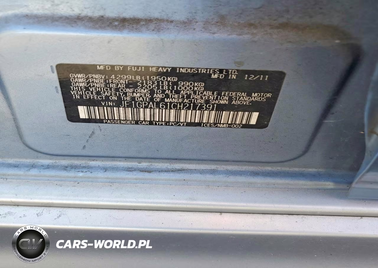 2012 Subaru Impreza Sport Premium VIN:JF1GPAL61CH217391 - 12