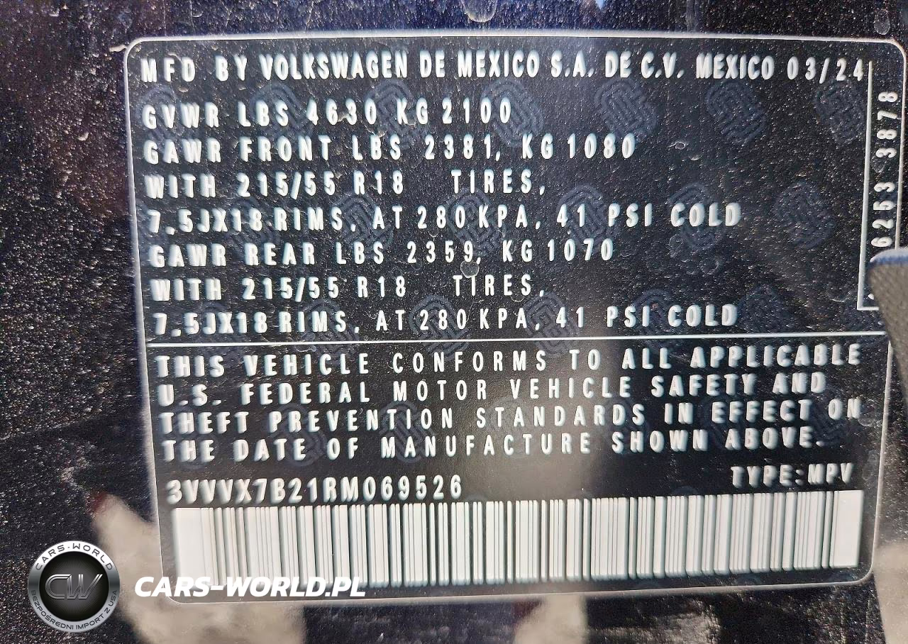 2024 Volkswagen Taos Se VIN:3VVVX7B21RM069526 - 13