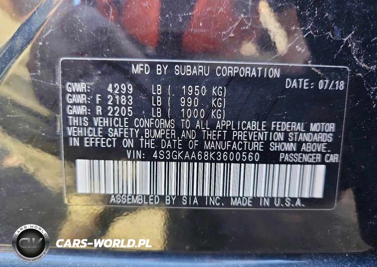 2019 Subaru Impreza VIN:4S3GKAA68K3600560 - 12