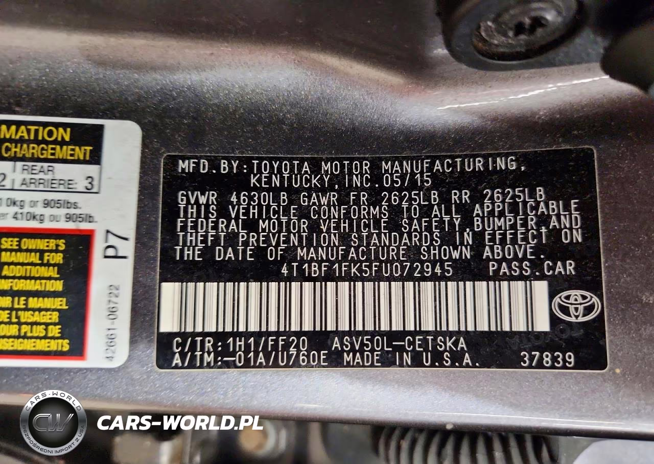 2015 Toyota Camry Se VIN:4T1BF1FK5FU072945 - 12