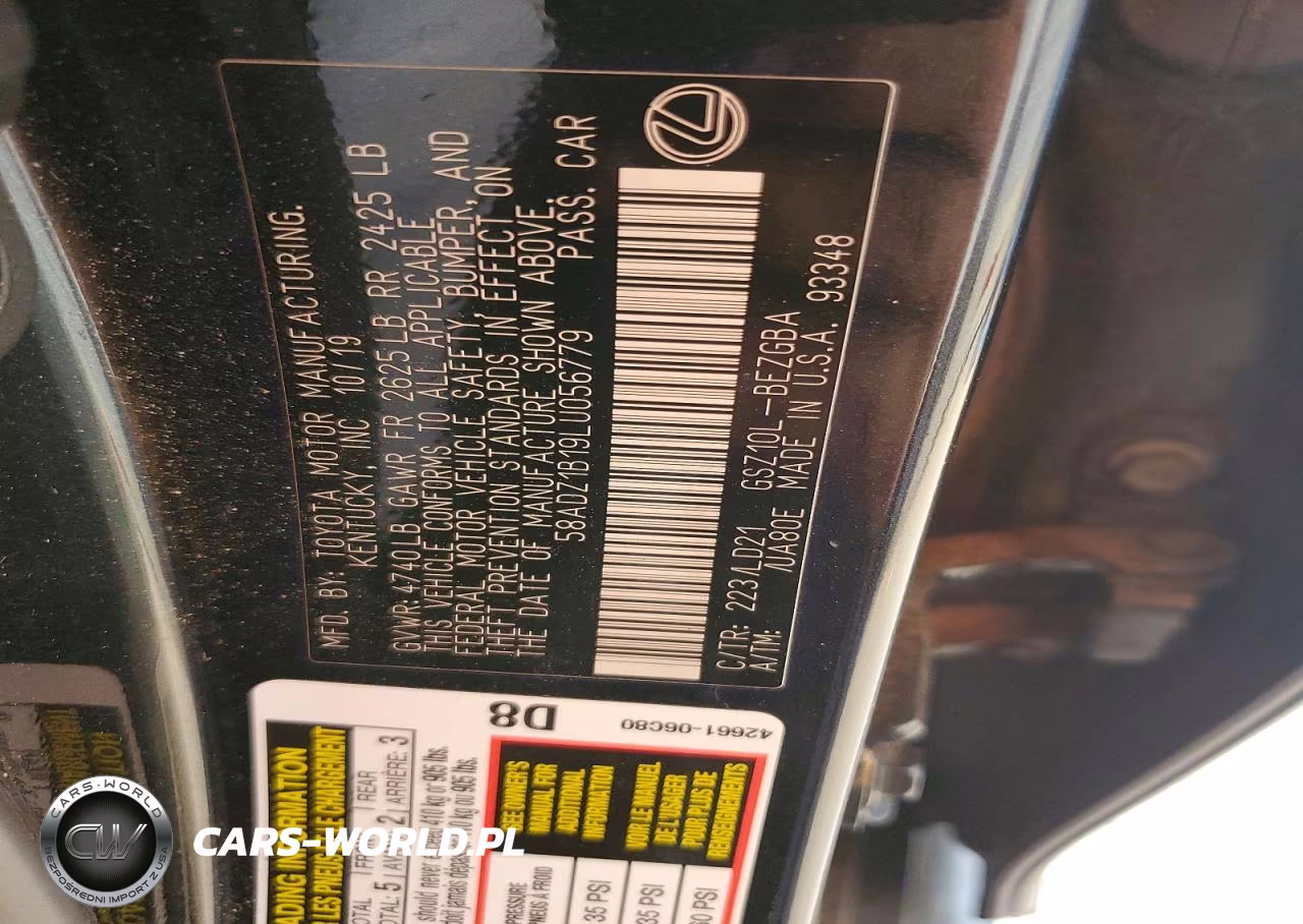 2020 Lexus Es 350 VIN:58ADZ1B19LU056779 - 12