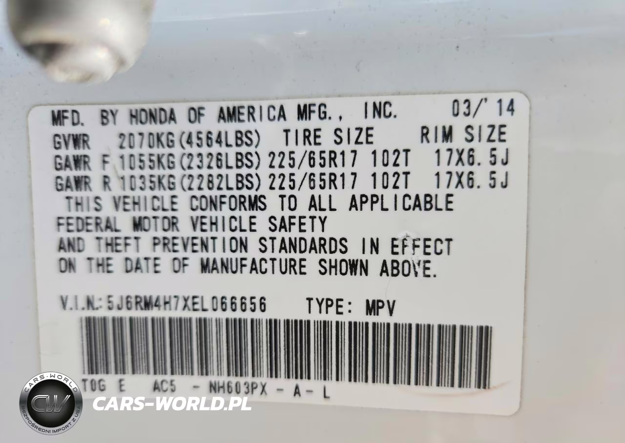 2014 Honda Cr-V Exl VIN:5J6RM4H7XEL066656 - 14