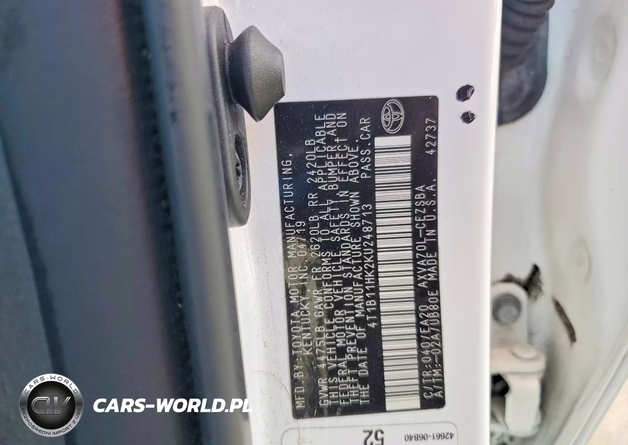 2019 Toyota Camry Se VIN:4T1B11HK2KU248713 - 12