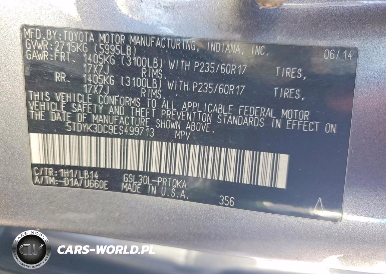 2014 Toyota Sienna Xle 8-Passenger VIN:5TDYK3DC9ES499713 - 13