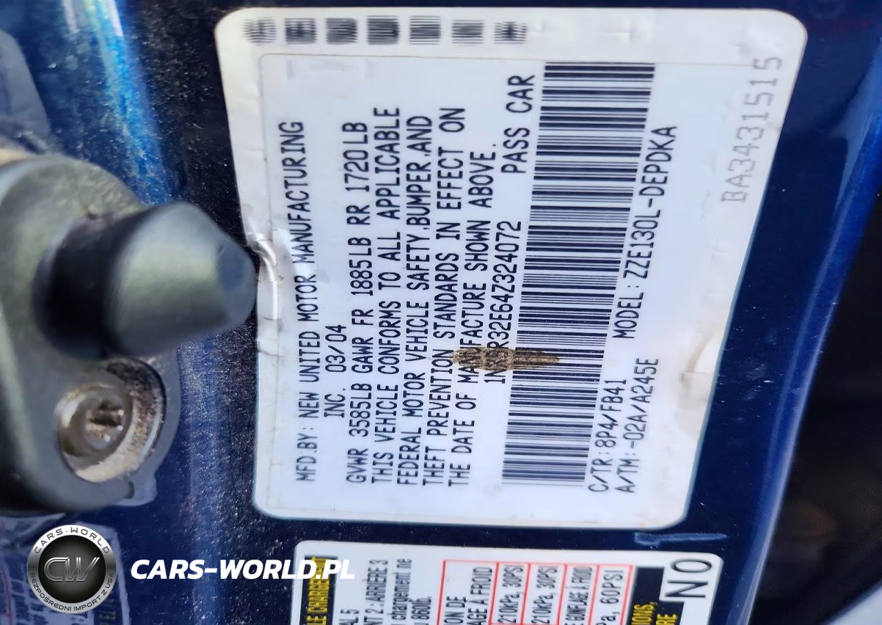 2004 Toyota Corolla Ce VIN:1NXBR32E64Z324072 - 12