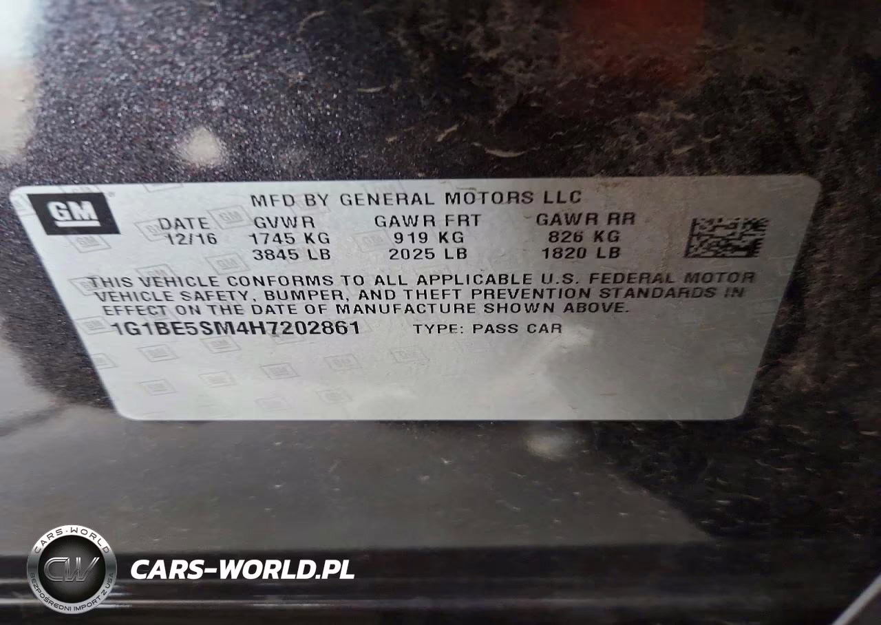 2017 Chevrolet Cruze Lt VIN:1G1BE5SM4H7202861 - 12