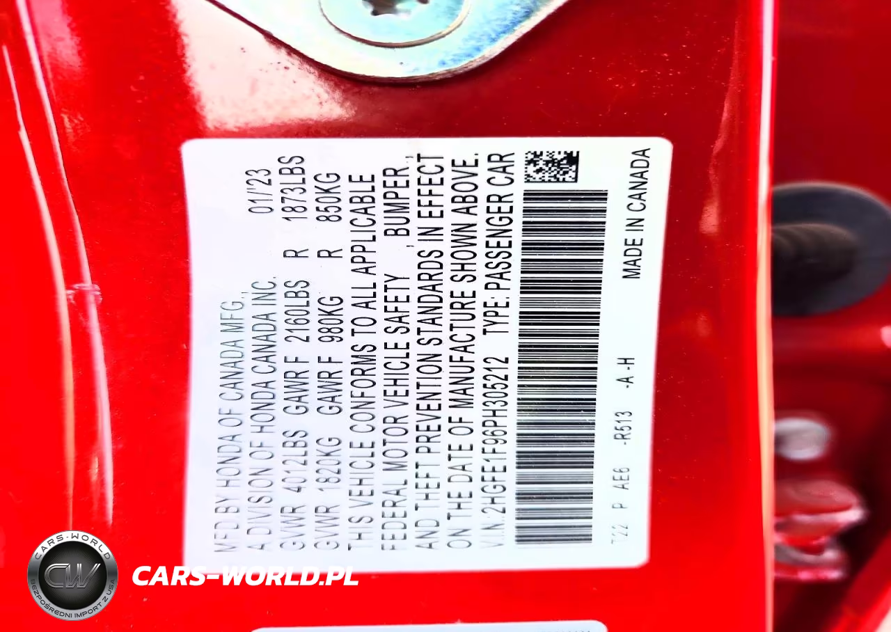 2023 Honda Civic Touring VIN:2HGFE1F96PH305212 - 12