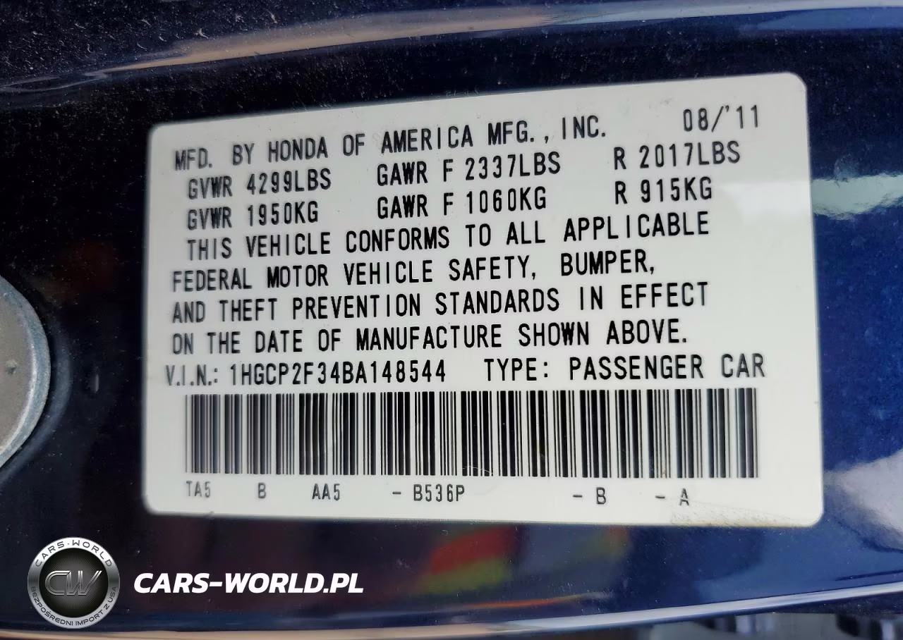 2011 Honda Accord Lx VIN:1HGCP2F34BA148544 - 12