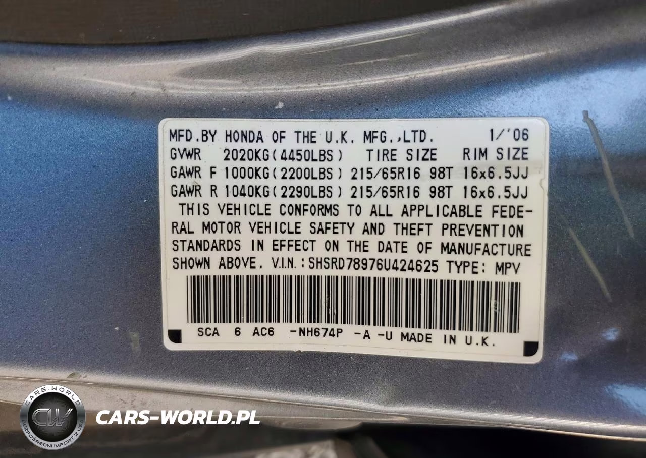 2006 Honda Cr-V Se VIN:SHSRD78976U424625 - 13