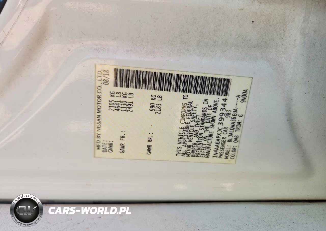 2018 Nissan Maxima 3.5 S VIN:1N4AA6APXJC399344 - 12