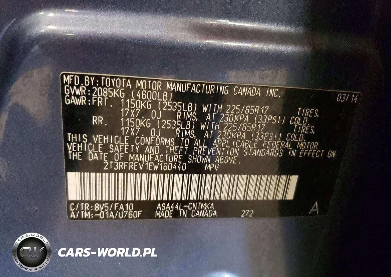 2014 Toyota Rav4 Xle VIN:2T3RFREV1EW160440 - 13