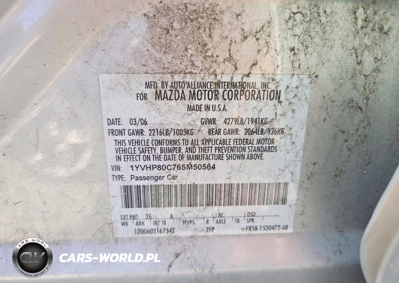 2006 Mazda Mazda6 VIN:1YVHP80C765M50564 - 12