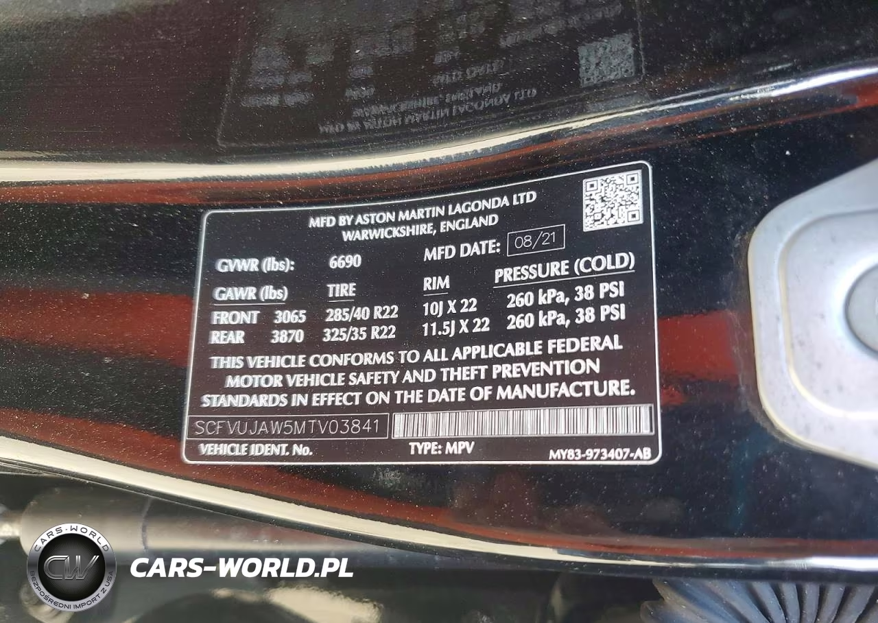 2021 Aston Martin Dbx VIN:SCFVUJAW5MTV03841 - 13