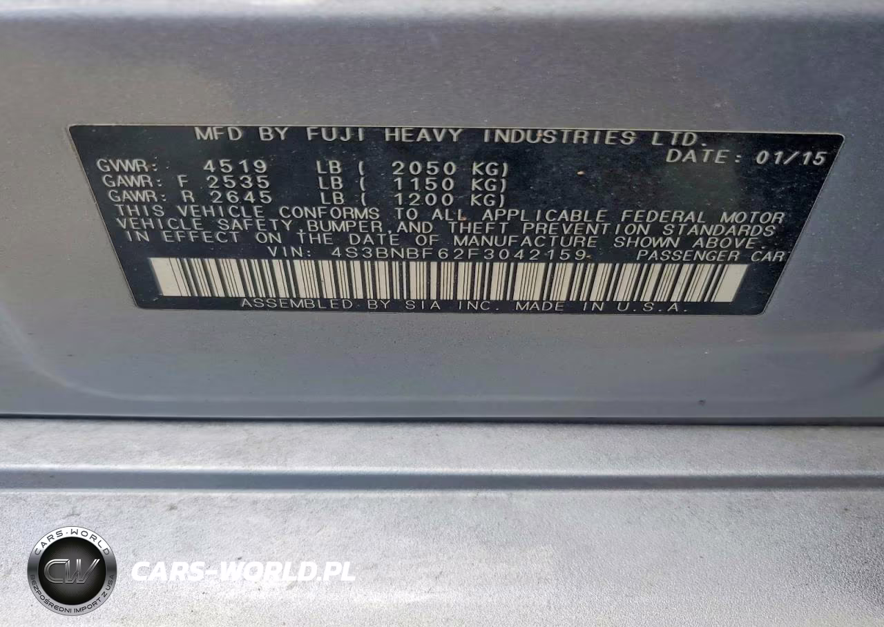 2015 Subaru Legacy 2.5I Premium VIN:4S3BNBF62F3042159 - 12