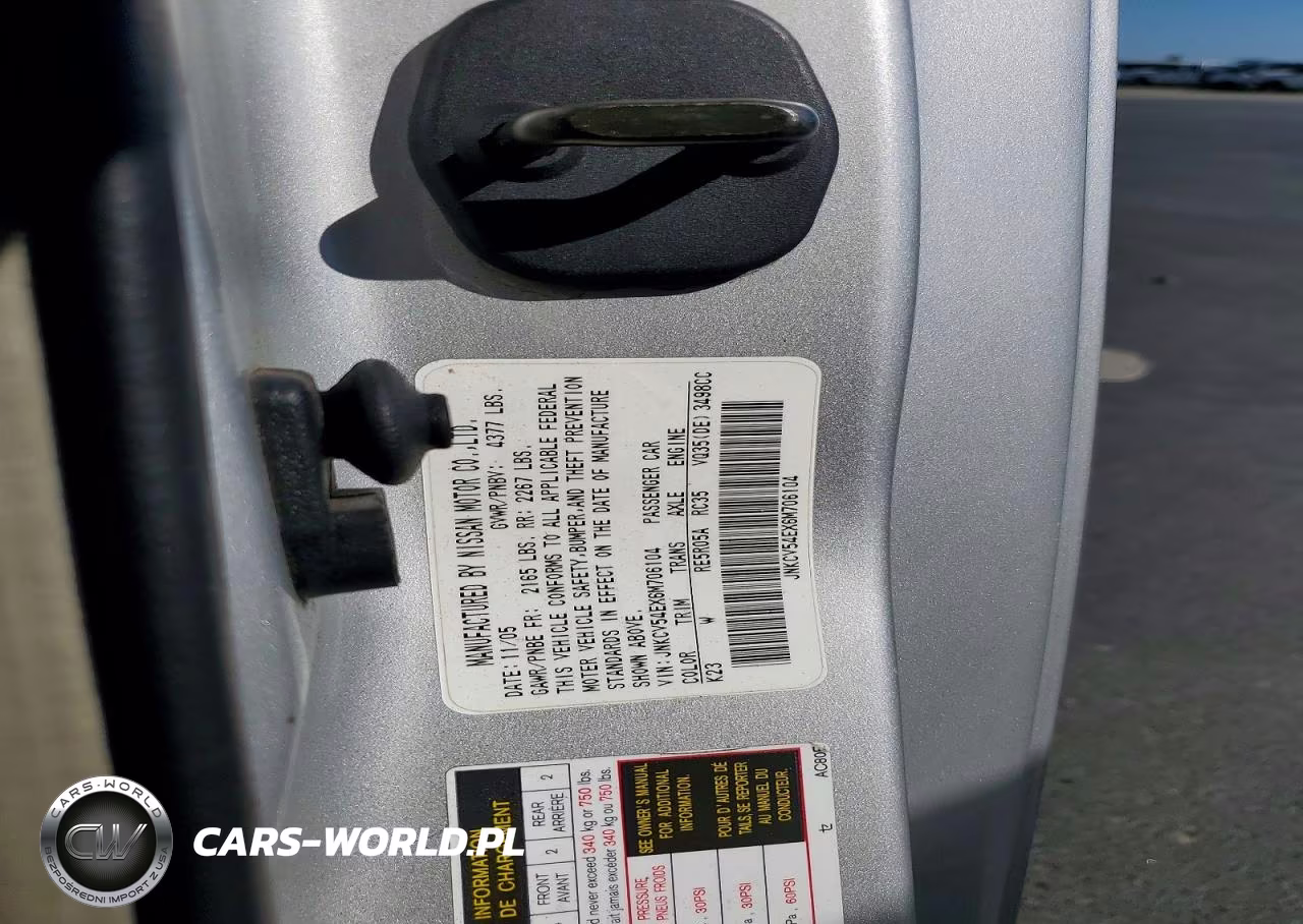2006 Infiniti G35 Base VIN:JNKCV54EX6M706104 - 12