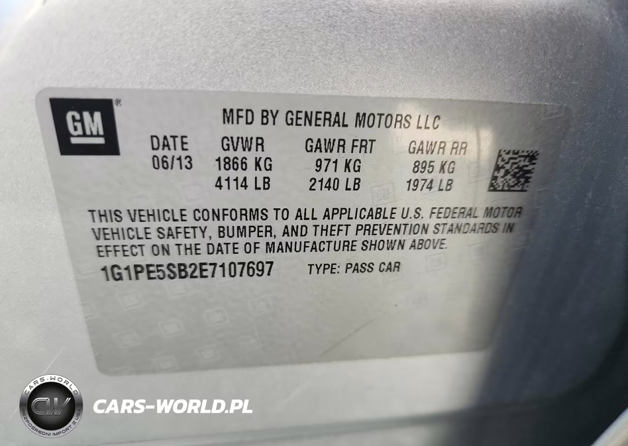 2014 Chevrolet Cruze Lt VIN:1G1PE5SB2E7107697 - 13