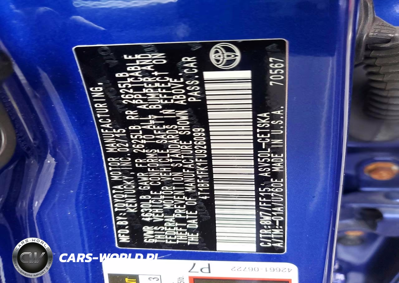 2015 Toyota Camry Se VIN:4T1BF1FK1FU926099 - 12